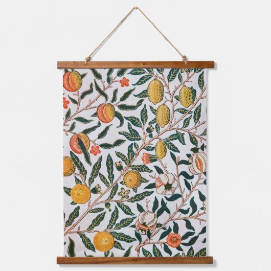 Morris Light Background Antikes Pomegrana Muster Wandteppich Mit Holzrahmen (Vorderseite)