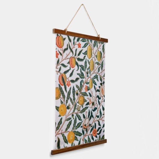 Morris Light Background Antikes Pomegrana Muster Wandteppich Mit Holzrahmen (Gewinkelt)