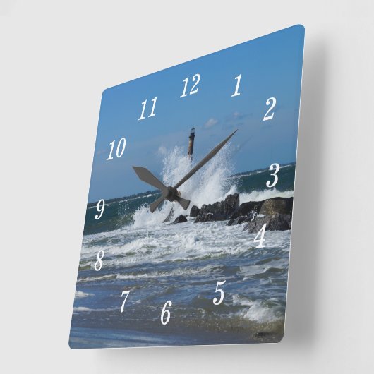 Morris Lighthouse Splash Quadratische Wanduhr (Winkel)