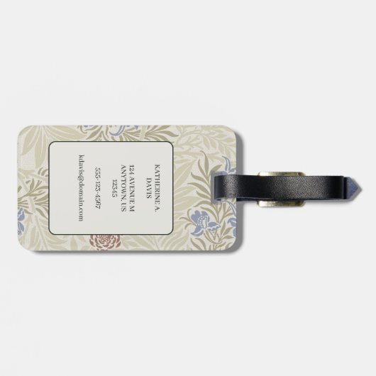 Morris Lt Blue & Rust Larkspur Muster Gepäckanhänger (Rückseite horizontal)