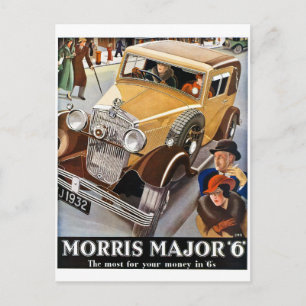 Morris Major 6 - Vintages britisches Auto Advert Postkarte