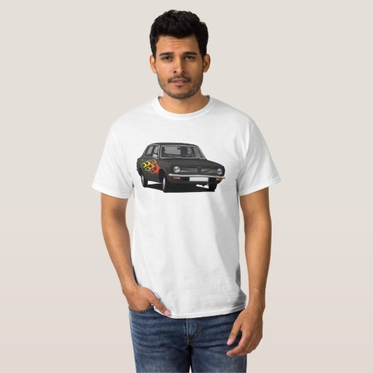 Morris Marina Super - schwarz mit Flammen T - Shir T-Shirt (Vorne ganz)