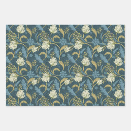 Morris Park Blau und grüne Blumenmaske Geschenkpapier Set