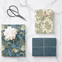Morris Park Blau und grüne Blumenmaske Geschenkpapier Set