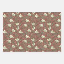 Morris Park Kupfer und grüne Blumenmaske Geschenkpapier Set