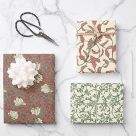 Morris Park Kupfer und grüne Blumenmaske Geschenkpapier Set