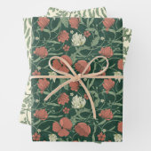 Morris Park Rot und grüne Blumendemasse Geschenkpapier Set (Beispiel)