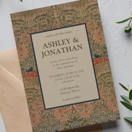 Morris Peacock & Dragon Pattern Wedding Einladung
