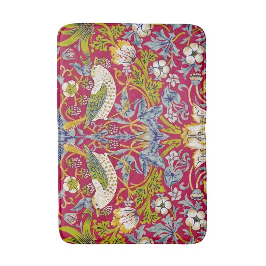 Morris Red Background Strawberry Diief Pattern Badematte (Vorderseite Vertikal)