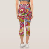 Morris Red Background Strawberry Diief Pattern Capri Leggings (Rückseite)