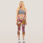 Morris Red Background Strawberry Diief Pattern Capri Leggings (Vorderseite)