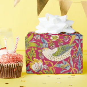 Morris Red Background Strawberry Diief Pattern Geschenkpapier