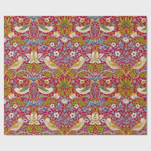Morris Red Background Strawberry Diief Pattern Geschenkpapier (Flach)