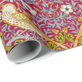 Morris Red Background Strawberry Diief Pattern Geschenkpapier (Rolleneckpunkt)