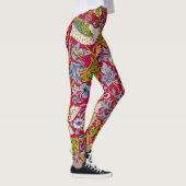 Morris Red Background Strawberry Diief Pattern Leggings (Rechts)