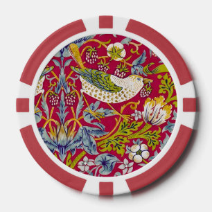 Morris Red Background Strawberry Diief Pattern Pokerchips