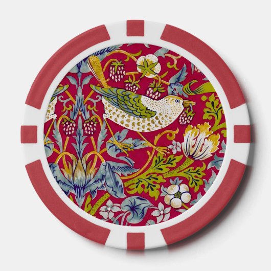 Morris Red Background Strawberry Diief Pattern Pokerchips (Vorderseite)