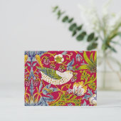 Morris Red Background Strawberry Diief Pattern Postkarte (Stehend Vorderseite)