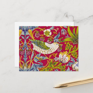 Morris Red Background Strawberry Diief Pattern Postkarte