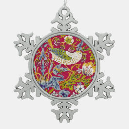 Morris Red Background Strawberry Diief Pattern Schneeflocken Zinn-Ornament