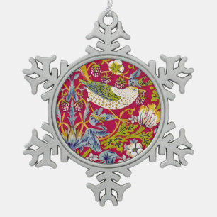 Morris Red Background Strawberry Diief Pattern Schneeflocken Zinn-Ornament