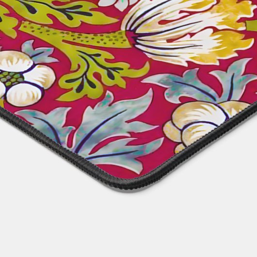 Morris Red Background Strawberry Diief Pattern Schreibtischunterlage (Ecke)