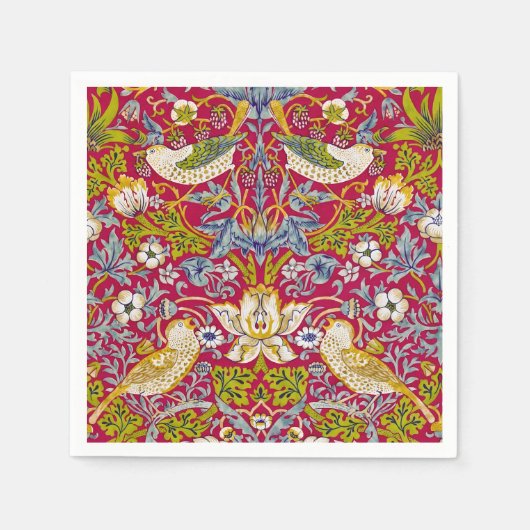 Morris Red Background Strawberry Diief Pattern Serviette (Vorderseite)