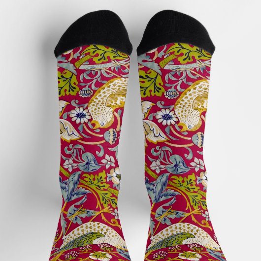 Morris Red Background Strawberry Diief Pattern Socken (Oben)