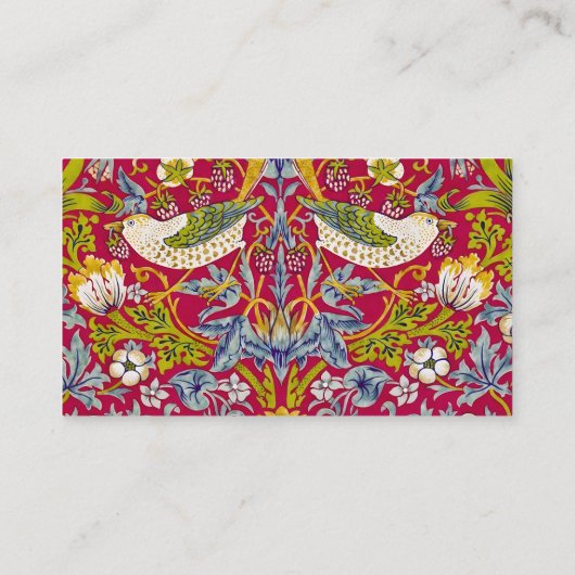 Morris Red Background Strawberry Diief Pattern Visitenkarte (Rückseite)