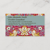 Morris Red Background Strawberry Diief Pattern Visitenkarte (Vorderseite)