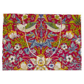 Morris Red Background Strawberry Thief Pattern Große Geschenktüte (Rückseite)