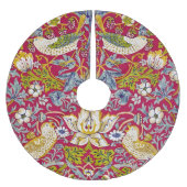 Morris Red Background Strawberry Thief Pattern Polyester Weihnachtsbaumdecke (Vorderseite)