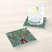Morris Snakeshead Floral Classic Botanical Green Glasuntersetzer (Schrägansicht)