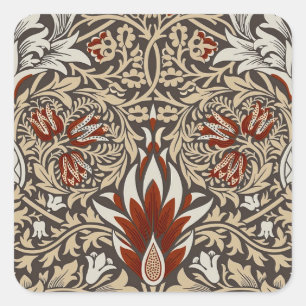Morris Snakeshead Floral Classic Earth Tones Quadratischer Aufkleber