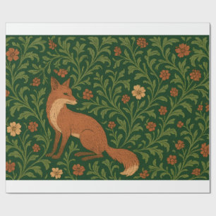 Morris-Stil-Fuchs-Wald-Cottagecore-Seidenpapier Geschenkpapier