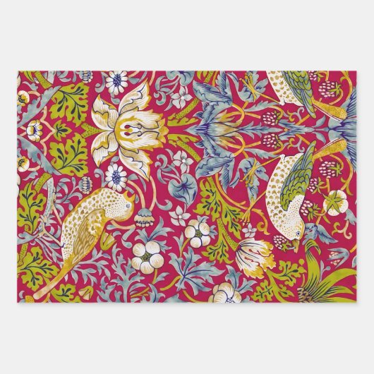 Morris Strawberry Diief Birds & Blume Pattern Geschenkpapier Set (Vorderseite 2)