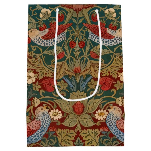 Morris - Strawberry Thief #2 Floral Pattern Mittlere Geschenktüte (Rückseite)