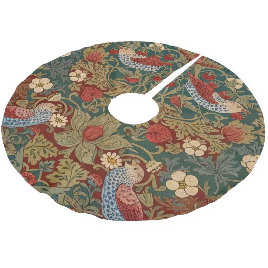 Morris - Strawberry Thief #2 Floral Pattern Polyester Weihnachtsbaumdecke (Schrägansicht)