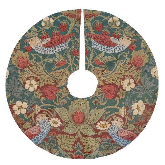 Morris - Strawberry Thief #2 Floral Pattern Polyester Weihnachtsbaumdecke (Vorderseite)