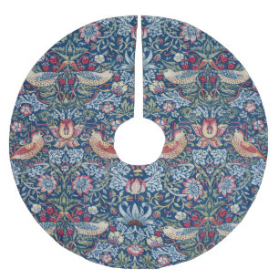 Morris Strawberry Thief Classic Indigo Blau Fein Polyester Weihnachtsbaumdecke