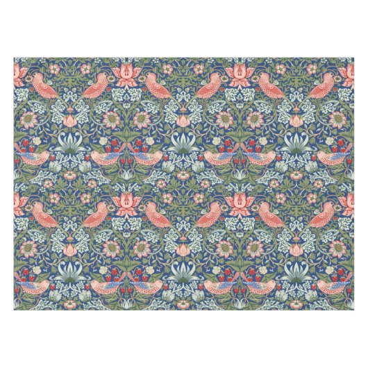 Morris Strawberry Thief Floral Pattern Blue Green Tischdecke (Vorderseite (Horizontal))