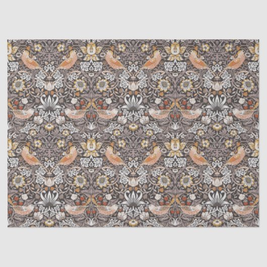 Morris Strawberry Thief Floral Pattern Earth Tones Seidenpapier (Vorderseite)