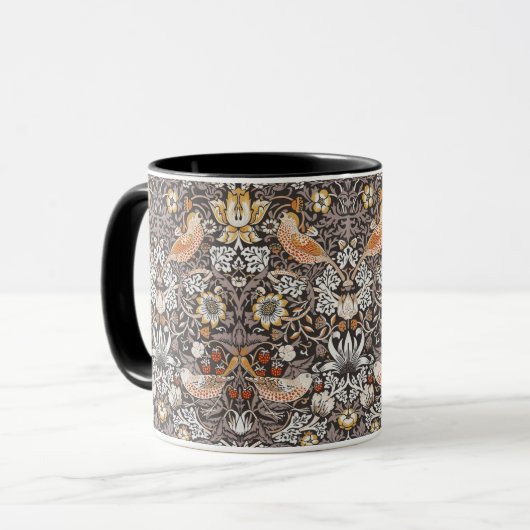 Morris Strawberry Thief Floral Pattern Earth Tones Tasse (Vorderseite Links)