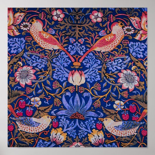 Morris Strawberry Thief Lavendel Purpur Rose Kunst Poster (Vorne)
