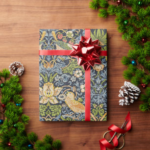 Morris Strawberry Thief Navy Blau Vintage Fine Art Geschenkpapier