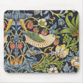 Morris Strawberry Thief Navy Blau Vintage Fine Art Mousepad (Vorne)