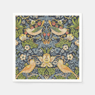 Morris Strawberry Thief Navy Blau Vintage Fine Art Serviette