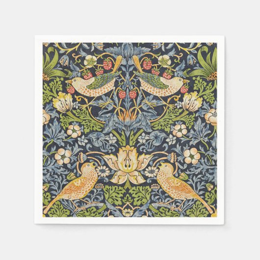 Morris Strawberry Thief Navy Blau Vintage Fine Art Serviette (Vorderseite)