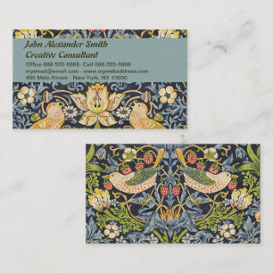 Morris Strawberry Thief Navy Blau Vintage Fine Art Visitenkarte