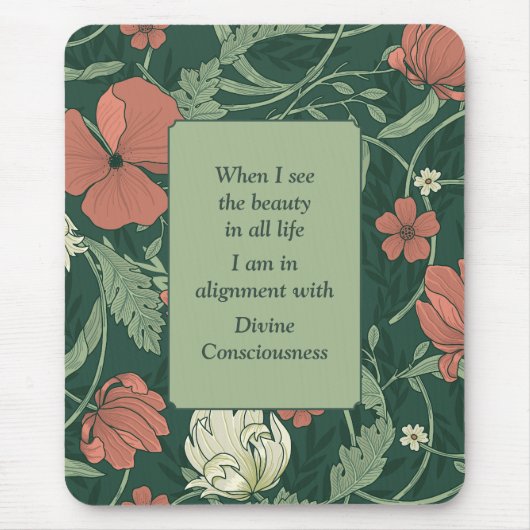 Morris Style Blumenmuster Inspiration Sprichwort Mousepad (Vorne)